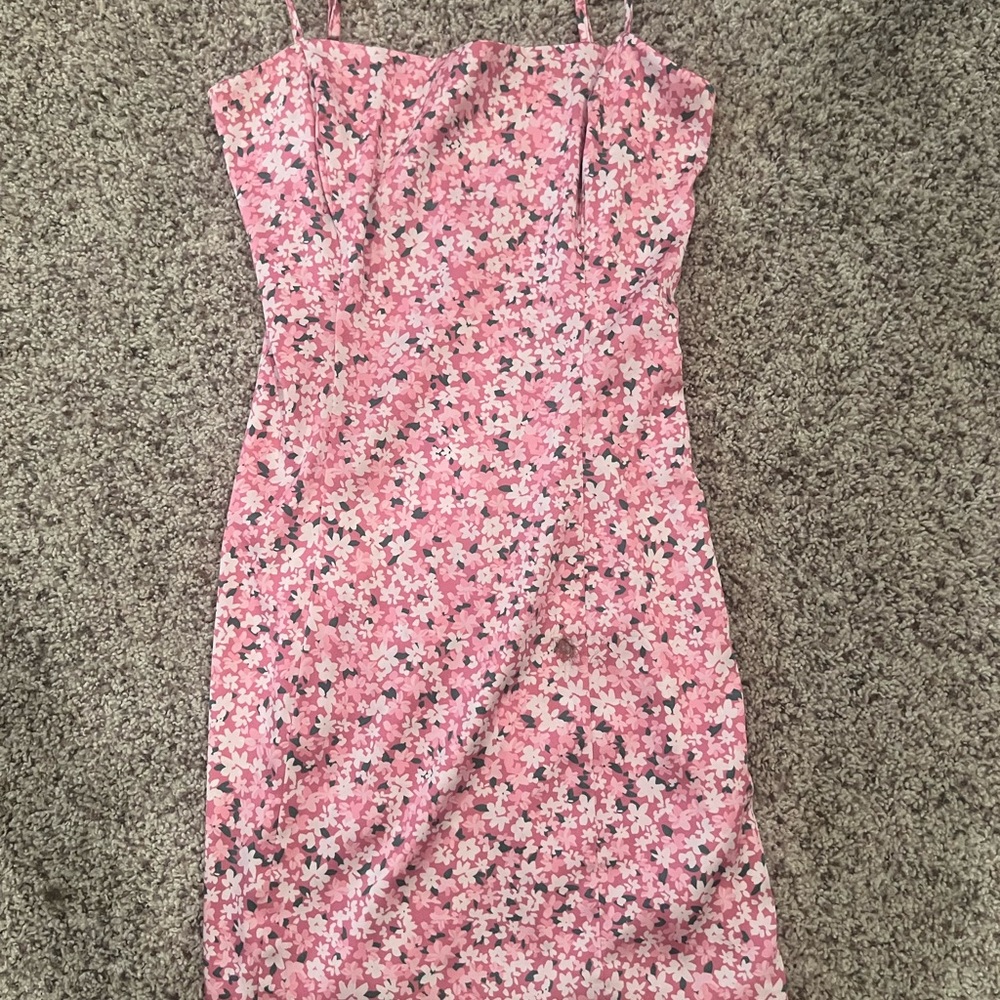 Aritzia Pink and White Sheath Mini Dress Spaghetti Strap